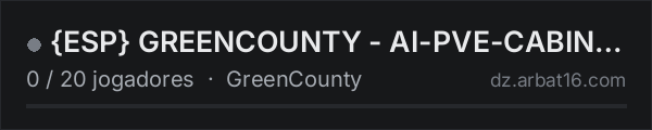 {ESP} GREENCOUNTY -  AI-PVE-CABINZ- LOOT++ na lista de servidores de DayZ da AR16