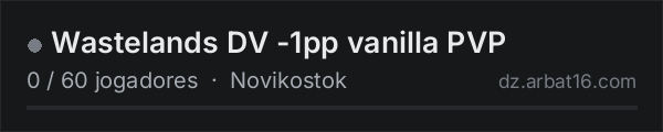 Wastelands DV -1pp vanilla PVP na lista de servidores de DayZ da AR16