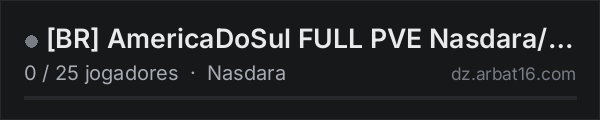[BR] AmericaDoSul FULL PVE Nasdara/Badlands na lista de servidores de DayZ da AR16
