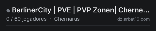 BerlinerCity | PVE | PVP Zonen| Chernerus+ | na lista de servidores de DayZ da AR16