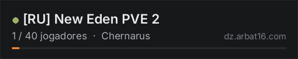 RU New Eden PVE 2 na lista de servidores de DayZ da AR16