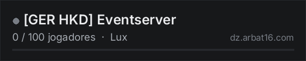 GER HKD Eventserver na lista de servidores de DayZ da AR16