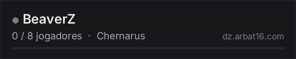 BeaverZ na lista de servidores de DayZ da AR16