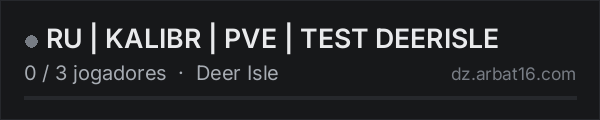 RU | KALIBR | PVE | TEST DEERISLE na lista de servidores de DayZ da AR16