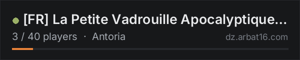 [FR] La Petite Vadrouille Apocalyptique | PVEAI on the AR16 DayZ server list