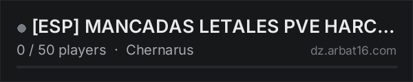 [ESP] MANCADAS  LETALES PVE HARCORE on the AR16 DayZ server list