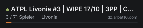 ATPL Livonia  #3  | WIPE 17/10 | 3PP | CARS+ | X3 LOOT | PVP in der DayZ-Serverliste von AR16