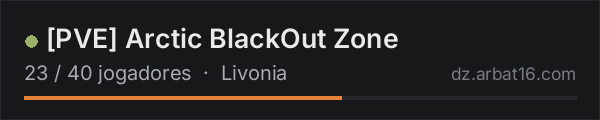 PVE Arctic BlackOut Zone na lista de servidores de DayZ da AR16