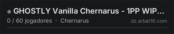 GHOSTLY Vanilla Chernarus - 1PP WIPE 16.07 na lista de servidores de DayZ da AR16