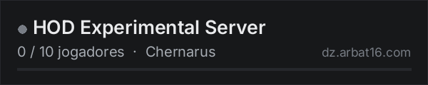 HOD Experimental Server na lista de servidores de DayZ da AR16