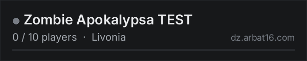 Zombie Apokalypsa TEST on the AR16 DayZ server list