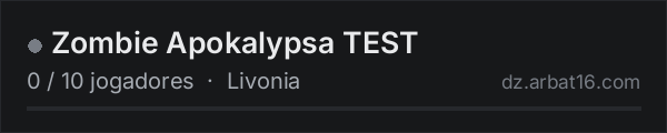 Zombie Apokalypsa TEST na lista de servidores de DayZ da AR16