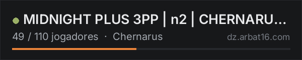 MIDNIGHT PLUS 3PP | n2 | CHERNARUS | WIPE 17.10 na lista de servidores de DayZ da AR16
