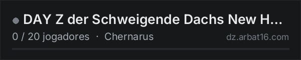 DAY Z der Schweigende Dachs New Hope na lista de servidores de DayZ da AR16