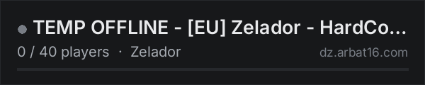 TEMP OFFLINE - [EU] Zelador - HardCore | Terje & Expansion | on the AR16 DayZ server list