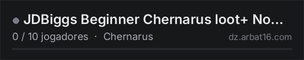 JDBiggs Beginner Chernarus loot+ No Gas na lista de servidores de DayZ da AR16