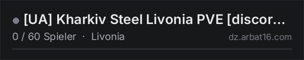 [UA] Kharkiv Steel Livonia PVE [discord.gg/JfZD2cw6qt] in der DayZ-Serverliste von AR16