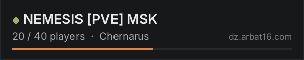 NEMESIS [PVE] MSK on the AR16 DayZ server list