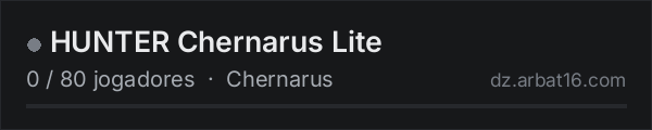 HUNTER Chernarus Lite na lista de servidores de DayZ da AR16