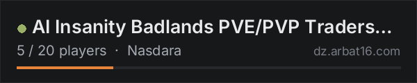 AI Insanity Badlands PVE/PVP Traders Helis AI Combatants on the AR16 DayZ server list