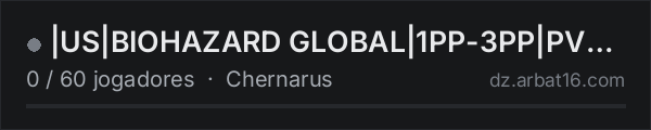|US|BIOHAZARD GLOBAL|1PP-3PP|PVP|PVE|GROUPS|NO RAID ZONES|DRUGS na lista de servidores de DayZ da AR16