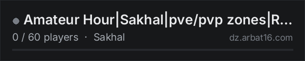 Amateur Hour|Sakhal|pve/pvp zones|Raid Weekends|AI|DNA|wiped 7/ on the AR16 DayZ server list