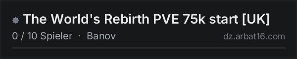 The World's Rebirth PVE 75k start [UK] in der DayZ-Serverliste von AR16