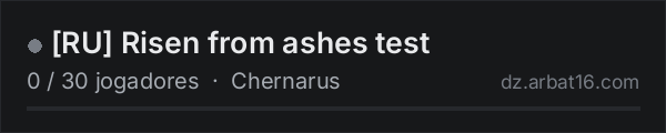 [RU] Risen from ashes test na lista de servidores de DayZ da AR16