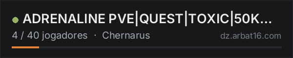 ADRENALINЕ PVE|QUEST|TOXIC|50K Bank|LOOT +| na lista de servidores de DayZ da AR16