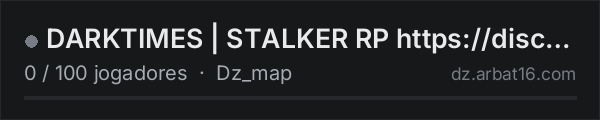 DARKTIMES | STALKER RP https://discord.gg/FUQzGCn7Mm na lista de servidores de DayZ da AR16