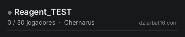 Reagent_TEST na lista de servidores de DayZ da AR16