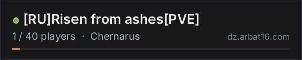 RURisen from ashesPVE on the AR16 DayZ server list