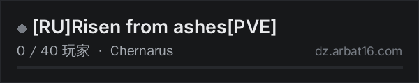 AR16 DayZ 服务器列表中的 [RU]Risen from ashes[PVE]
