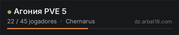 Агония PVE 5 na lista de servidores de DayZ da AR16