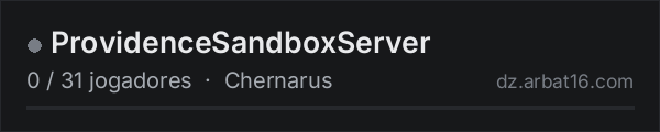 ProvidenceSandboxServer na lista de servidores de DayZ da AR16
