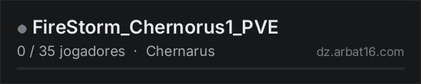 FireStorm_Chernorus1_PVE na lista de servidores de DayZ da AR16