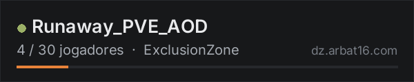 Runaway_PVE_AOD na lista de servidores de DayZ da AR16
