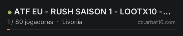 ATF EU - RUSH SAISON 1 - LOOTX10 - VANILLA+ na lista de servidores de DayZ da AR16