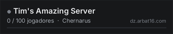 Tim's Amazing Server na lista de servidores de DayZ da AR16