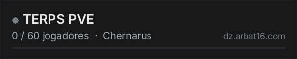 TERPS PVE na lista de servidores de DayZ da AR16
