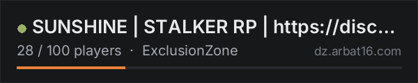 SUNSHINE | STALKER RP | https://discord.gg/sunshinestalker on the AR16 DayZ server list