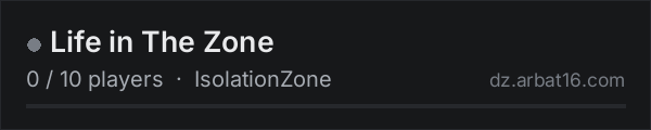 Life in The Zone on the AR16 DayZ server list