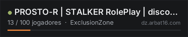 PROSTO-R | STALKER RolePlay | discord.gg/prostor na lista de servidores de DayZ da AR16