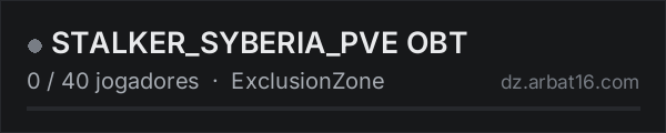 STALKER_SYBERIA_PVE OBT na lista de servidores de DayZ da AR16