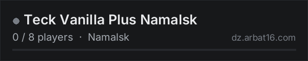 Teck Vanilla Plus Namalsk on the AR16 DayZ server list