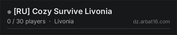 RU Cozy Survive Livonia on the AR16 DayZ server list