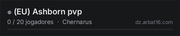 (EU) Ashborn pvp na lista de servidores de DayZ da AR16