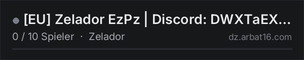 [EU] Zelador EzPz | Discord: DWXTaEXyUe in der DayZ-Serverliste von AR16
