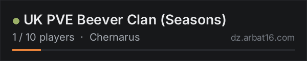UK PVE Beever Clan (Seasons) on the AR16 DayZ server list