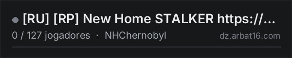 RU RP New Home STALKER https://discord.gg/43WDHwS4Yj na lista de servidores de DayZ da AR16